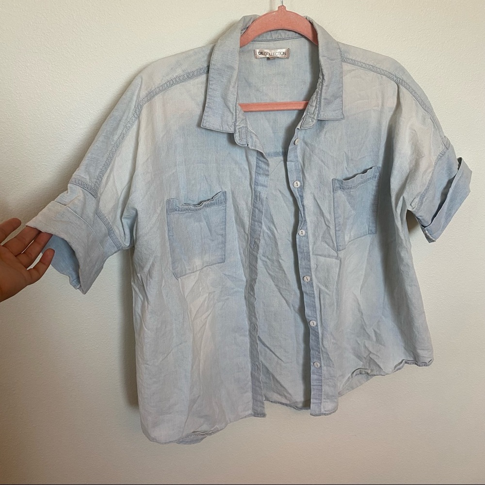Light jean button up